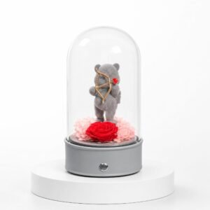 Cloche avec ourson gris et rose rouge Baff C5 39