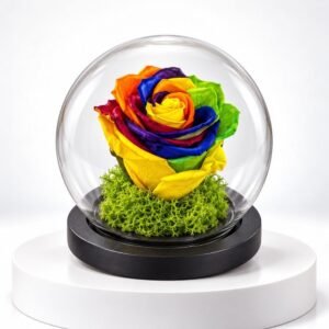 Arc-en-ciel – Rose éternelle sous cloche 41