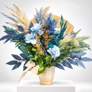 Brise Azur – Composition de fleurs bleues et graminées séchées 22