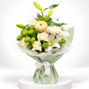 Bouquet Douceur de Sauge aux fleurs ivoire et mini-courge 41
